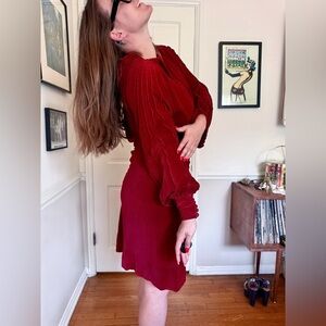30 Vintage Red Silk Velvet Gown